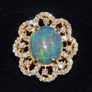 CERTIFIED NATURAL 6.29CTS VS F DIAMOND OPAL 18K SOLID GOLD FLORAL RING